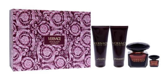 Estuche Versace Crystal Noir Mujer 4pzs 90ml EDT+5ml EDT+Crema+Gel De Baño